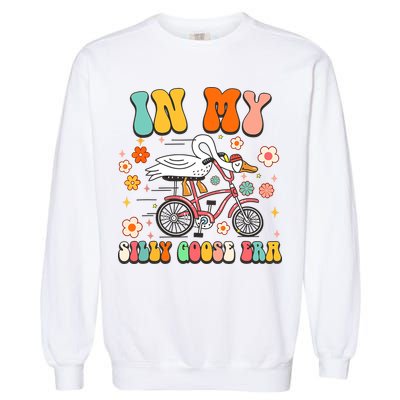 Groovy In My Silly Goose Era Funny Duck Saying Goose Meme Garment-Dyed Sweatshirt