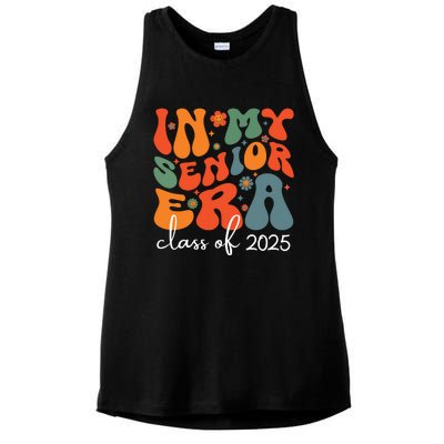 Groovy In My Senior Era Class Of 2025 Cute Graduation Party Ladies PosiCharge Tri-Blend Wicking Tank