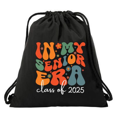Groovy In My Senior Era Class Of 2025 Cute Graduation Party Drawstring Bag