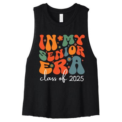 Groovy In My Senior Era Class Of 2025 Cute Graduation Party Women's Racerback Cropped Tank