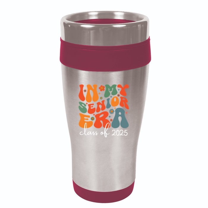 Groovy In My Senior Era Class Of 2025 Cute Graduation Party 16oz Travel Tumbler