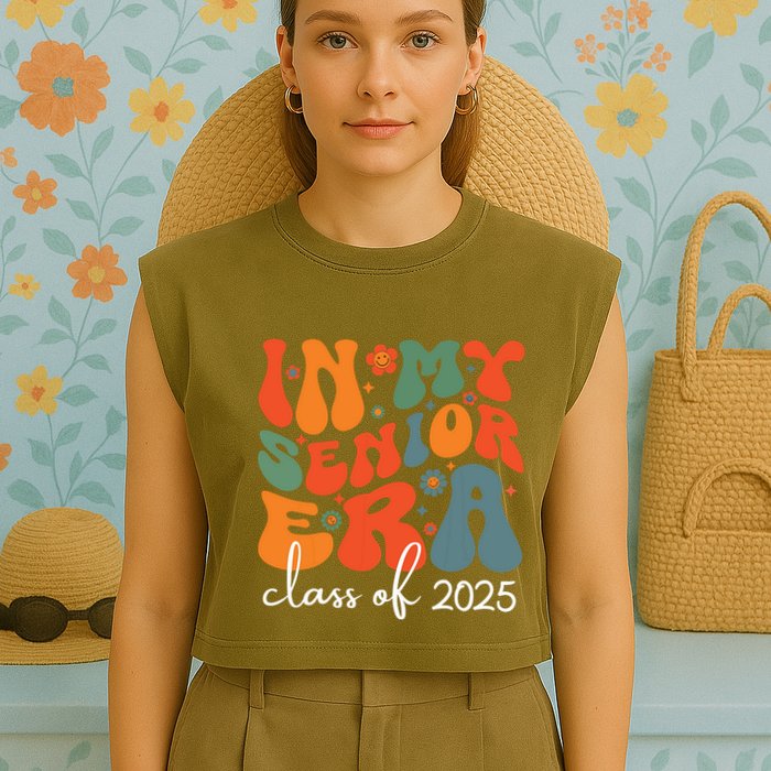 Groovy In My Senior Era Class Of 2025 Cute Graduation Party Garment-Dyed Women's Muscle Tee