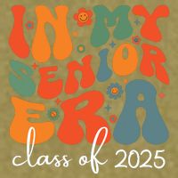 Groovy In My Senior Era Class Of 2025 Cute Graduation Party Garment-Dyed Women's Muscle Tee