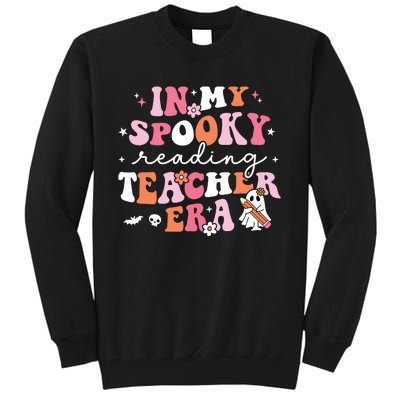 Groovy In My Spooky Reading Teacher Era Cute Ghost Halloween Tall Sweatshirt