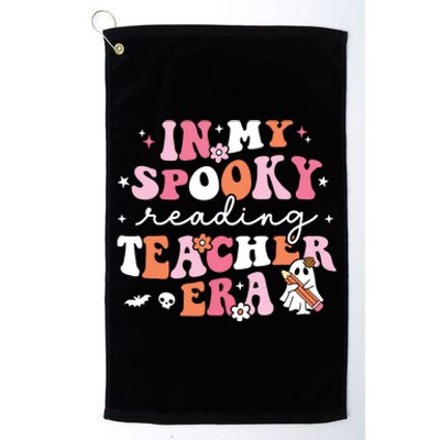 Groovy In My Spooky Reading Teacher Era Cute Ghost Halloween Platinum Collection Golf Towel