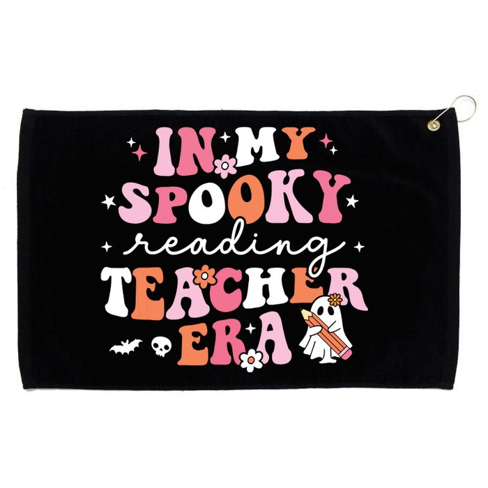 Groovy In My Spooky Reading Teacher Era Cute Ghost Halloween Grommeted Golf Towel