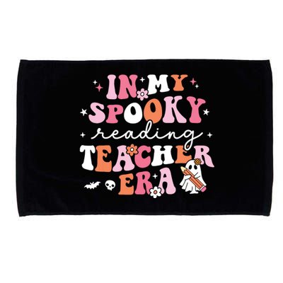 Groovy In My Spooky Reading Teacher Era Cute Ghost Halloween Microfiber Hand Towel