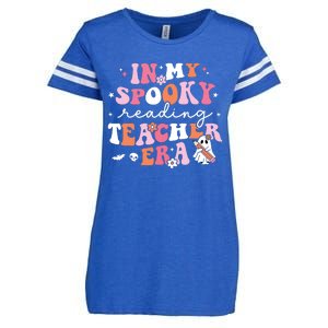 Groovy In My Spooky Reading Teacher Era Cute Ghost Halloween Enza Ladies Jersey Football T-Shirt