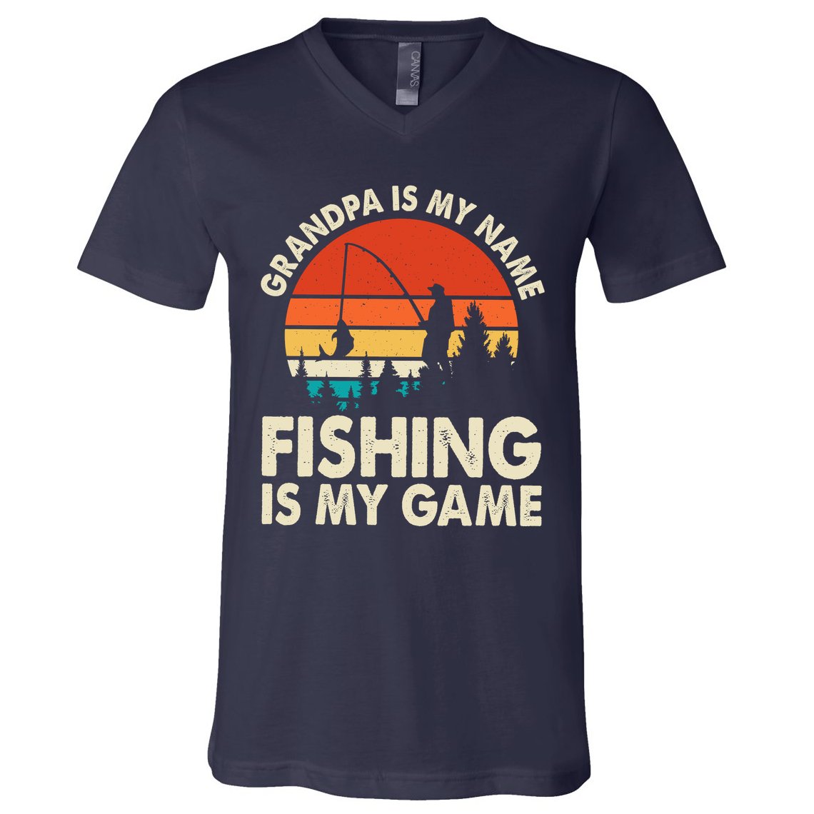 Grandpa Is My Name Fishing Is My Game V-Neck T-Shirt