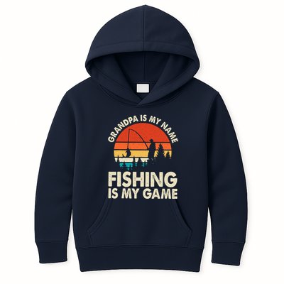 Grandpa Is My Name Fishing Is My Game Kids Hoodie