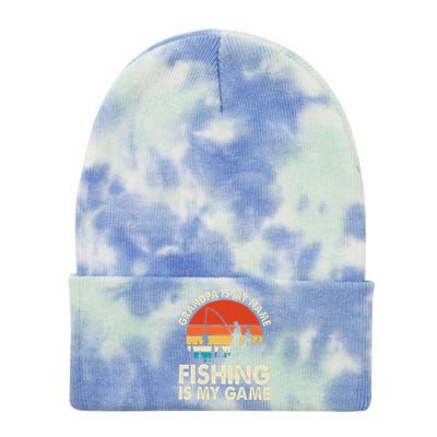 Grandpa Is My Name Fishing Is My Game Tie Dye 12in Knit Beanie