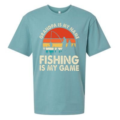 Grandpa Is My Name Fishing Is My Game Sueded Cloud Jersey T-Shirt