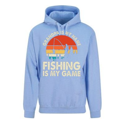 Grandpa Is My Name Fishing Is My Game Unisex Surf Hoodie