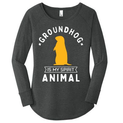 Groundhog Is My Spirit Animal Funny Woodchuck Women's Perfect Tri Tunic Long Sleeve Shirt