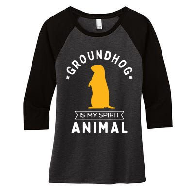 Groundhog Is My Spirit Animal Funny Woodchuck Women's Tri-Blend 3/4-Sleeve Raglan Shirt