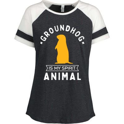 Groundhog Is My Spirit Animal Funny Woodchuck Enza Ladies Jersey Colorblock Tee