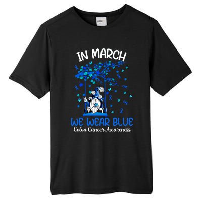 Gnome In March We Wear Blue Clothing Colon Cancer Awareness Cute Gift Tall Fusion ChromaSoft Performance T-Shirt