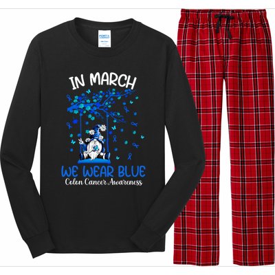 Gnome In March We Wear Blue Clothing Colon Cancer Awareness Cute Gift Long Sleeve Pajama Set