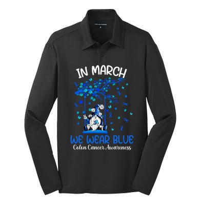 Gnome In March We Wear Blue Clothing Colon Cancer Awareness Cute Gift Silk Touch Performance Long Sleeve Polo