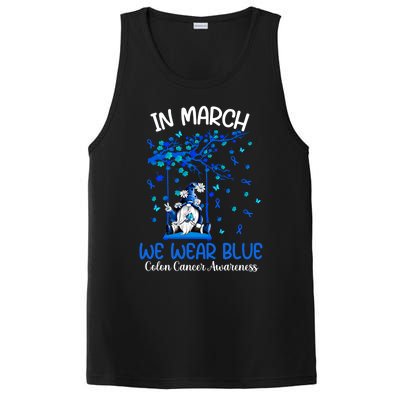 Gnome In March We Wear Blue Clothing Colon Cancer Awareness Cute Gift PosiCharge Competitor Tank