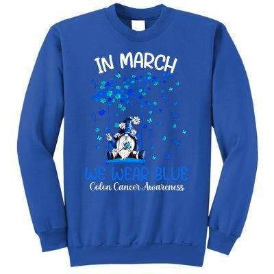 Gnome In March We Wear Blue Clothing Colon Cancer Awareness Cute Gift Sweatshirt