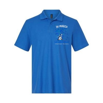 Gnome In March We Wear Blue Clothing Colon Cancer Awareness Cute Gift Softstyle Adult Sport Polo