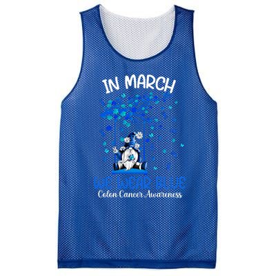 Gnome In March We Wear Blue Clothing Colon Cancer Awareness Cute Gift Mesh Reversible Basketball Jersey Tank