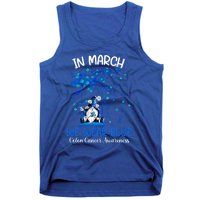 Gnome In March We Wear Blue Clothing Colon Cancer Awareness Cute Gift Tank Top