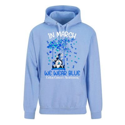 Gnome In March We Wear Blue Clothing Colon Cancer Awareness Cute Gift Unisex Surf Hoodie