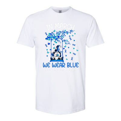 Gnome In March We Wear Blue Clothing Colon Cancer Awareness Cute Gift Softstyle CVC T-Shirt