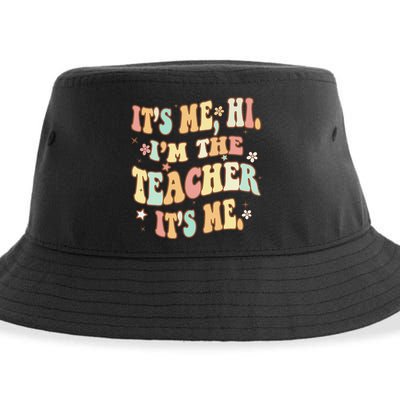 Groovy It's Me Hi I'm The Teacher It's Me Funny Teacher Sustainable Bucket Hat