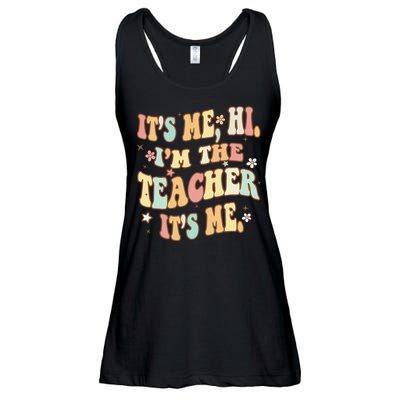 Groovy It's Me Hi I'm The Teacher It's Me Funny Teacher Ladies Essential Flowy Tank