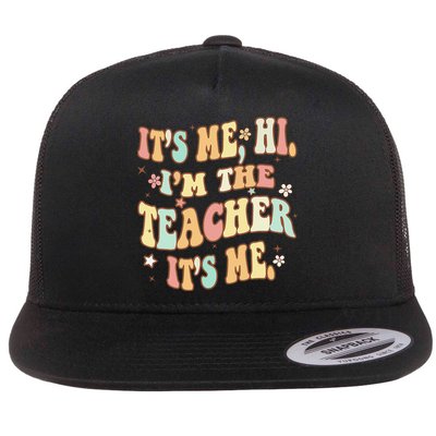 Groovy It's Me Hi I'm The Teacher It's Me Funny Teacher Flatbill Hat