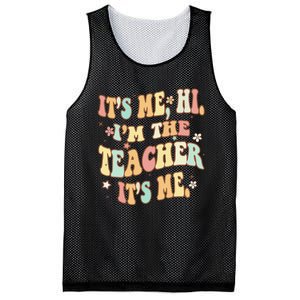 Groovy It's Me Hi I'm The Teacher It's Me Funny Teacher Mesh Reversible Basketball Jersey Tank