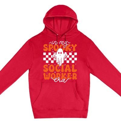 Groovy In My Spooky Social Worker Era Cute Ghost Halloween Premium Pullover Hoodie