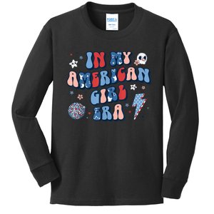 Groovy In My American Girl Era Retro 4th Of July Fourth Gift Kids Long Sleeve Shirt