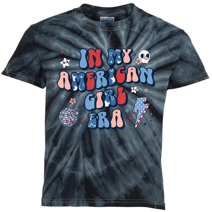 Groovy In My American Girl Era Retro 4th Of July Fourth Gift Kids Tie-Dye T-Shirt