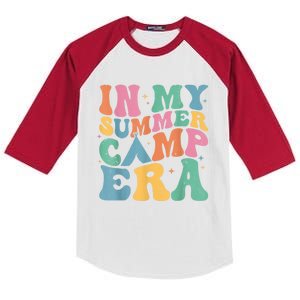 Groovy In My Summer Camp Era Retro Summer Camper Kids Colorblock Raglan Jersey