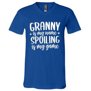 Granny Is My Name Spoiling Is My Game Mothers Day Granny Gift V-Neck T-Shirt