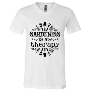 Gardening Is My Therapy Plant Lover V-Neck T-Shirt