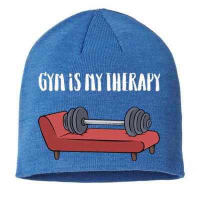 Gym Is My Therapy Funny Gym Sustainable Beanie