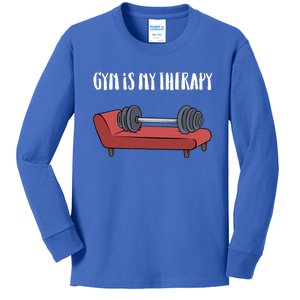 Gym Is My Therapy Funny Gym Kids Long Sleeve Shirt