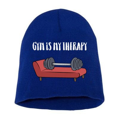 Gym Is My Therapy Funny Gym Short Acrylic Beanie