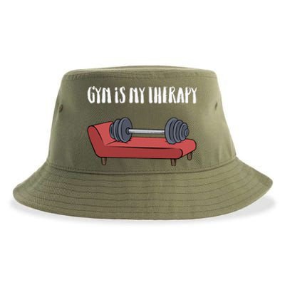 Gym Is My Therapy Funny Gym Sustainable Bucket Hat