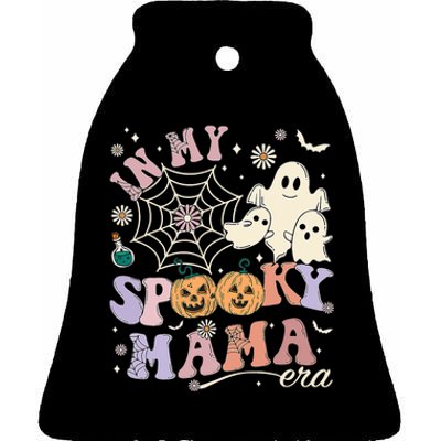 Groovy In My Spooky Mama Era Ghost Pumpkin Halloween Costume Ceramic Bell Ornament