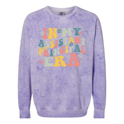 Groovy In My Assistant Principal Era Job Title School Worker Colorblast Crewneck Sweatshirt