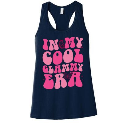 Groovy In My Cool Glammy Era Grandma Funny Retro Gifts Women's Racerback Tank