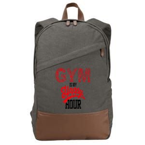 Gym Is My Happy Hour Gym Lovers Fitness Meaningful Gift Cotton Canvas Backpack