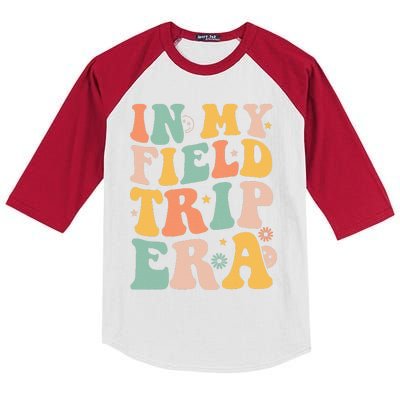 Groovy In My Field Trip Era Teachers Field Day 2024 Kids Colorblock Raglan Jersey