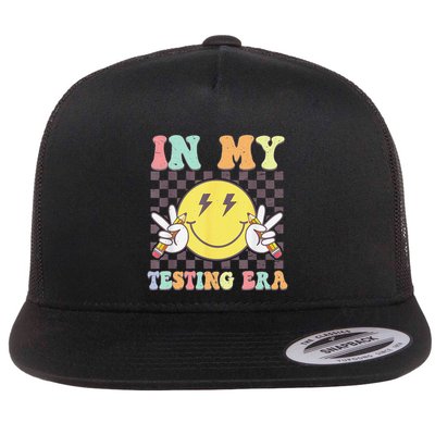 Groovy In My Testing Era Teacher Testing Day Motivational Flat Bill Trucker Hat
